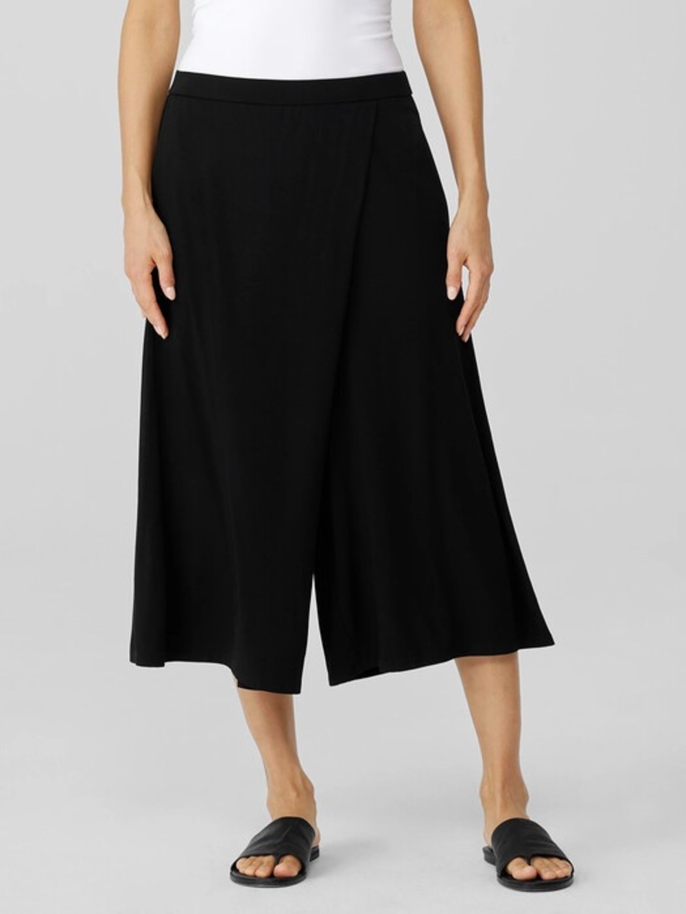 Eileen Fisher Black Wide Leg Culottes Sz Medium